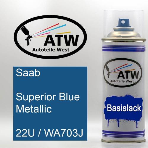 Saab, Superior Blue Metallic, 22U / WA703J: 400ml Sprühdose, von ATW Autoteile West.